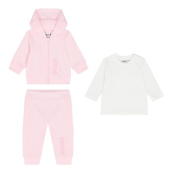 Baby Girls Pink & White Tracksuit Gift Set