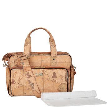 Beige Geo Map Baby Changing Bag