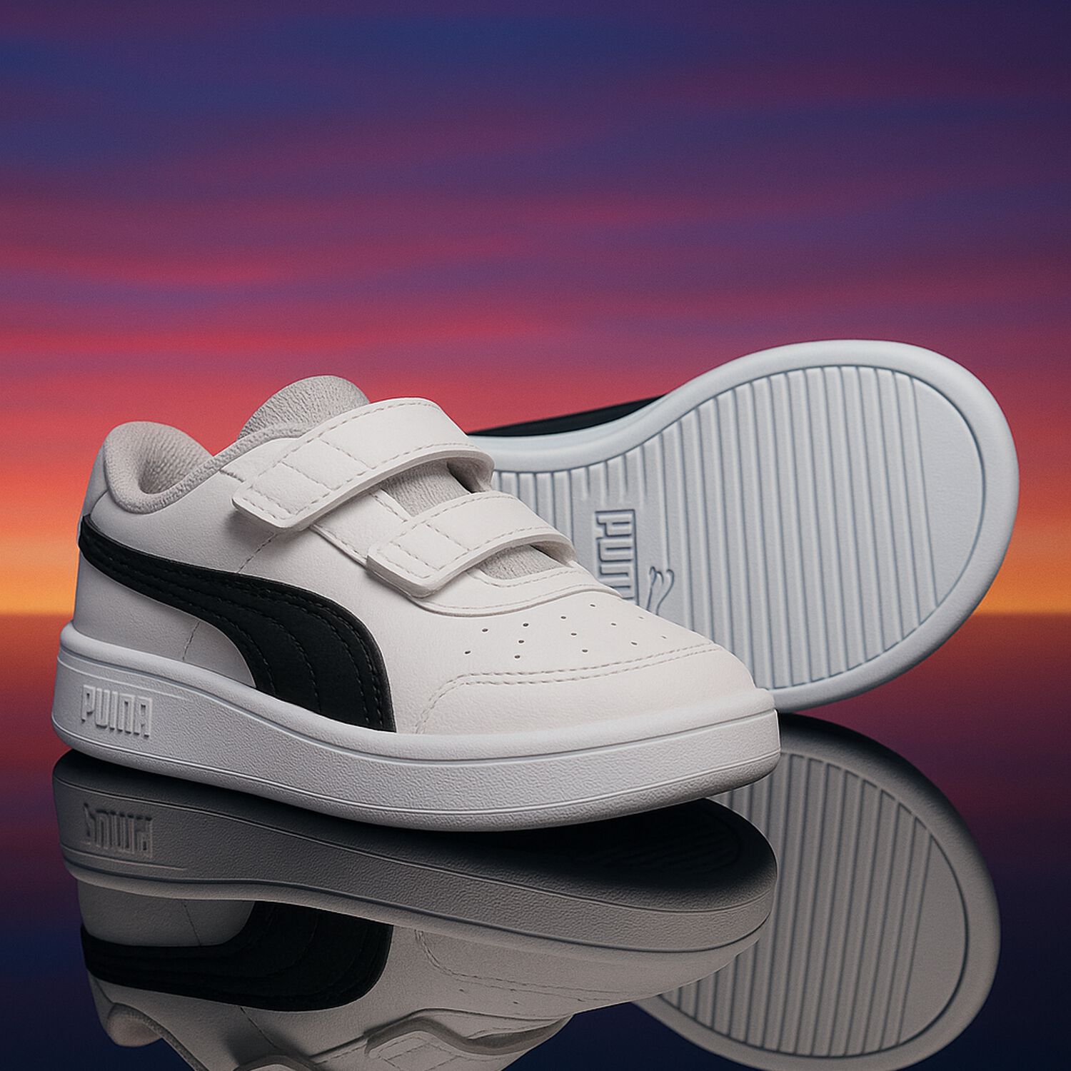 Younger White & Black Rickie Trainers, 1, hi-res