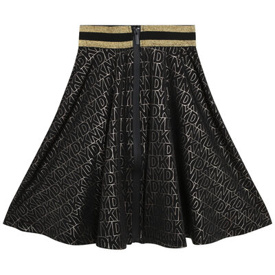 Girls Black & Gold Logo Skirt