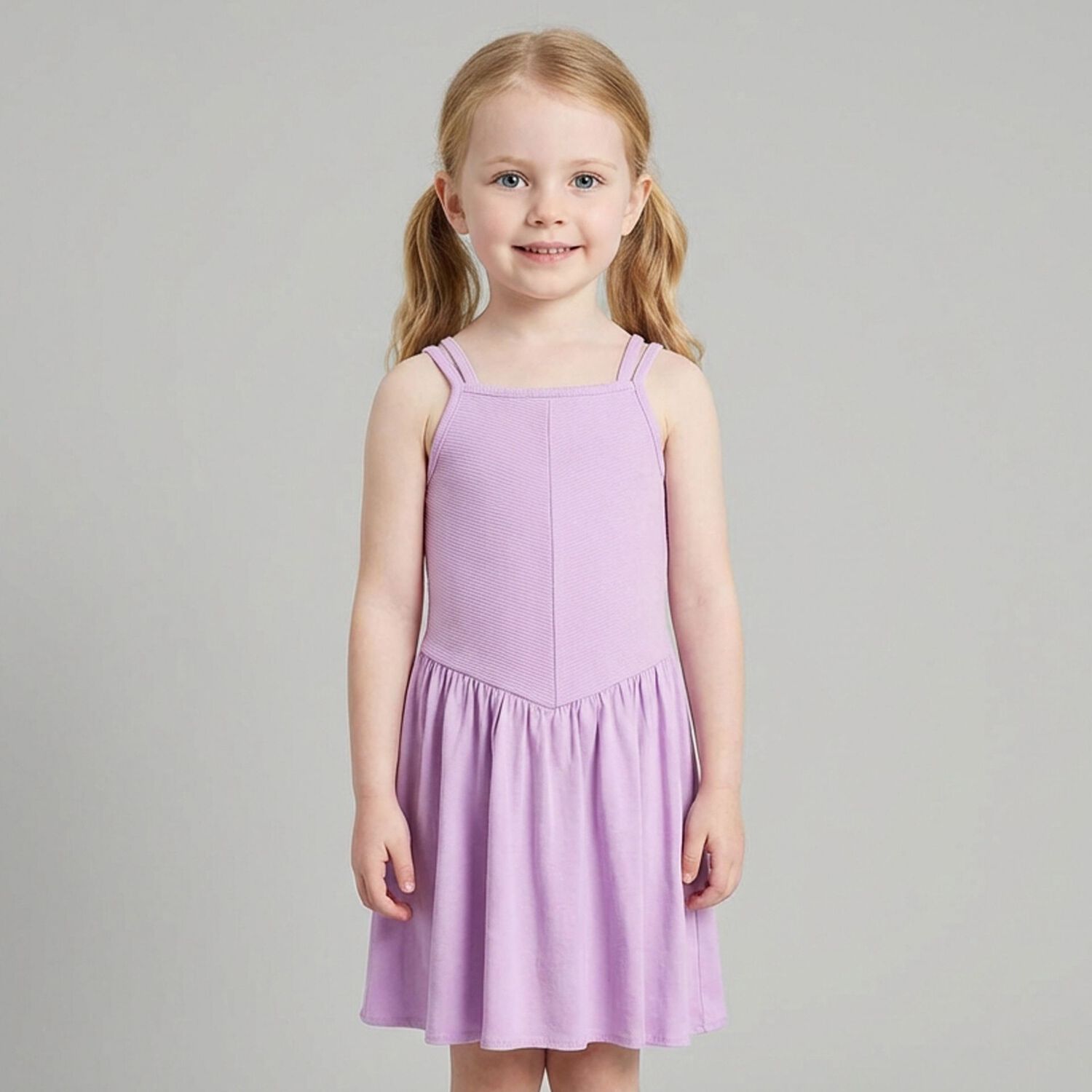 Girls Pink Ribbed Dress, 1, hi-res