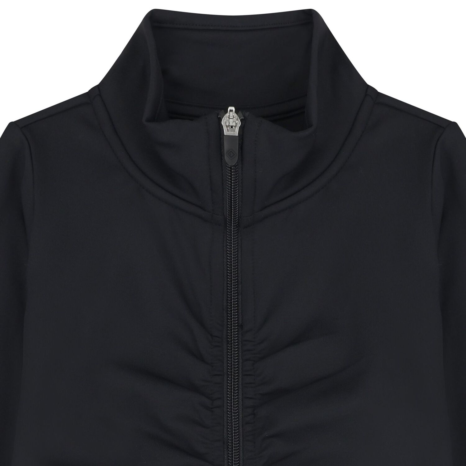 Girls Black Logo Zip Up Top, 1, hi-res