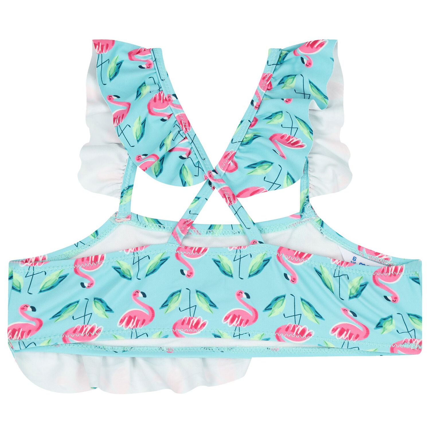 Girls Aqua Flamingo Print Bikini, 1, hi-res image number null