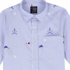 Boys Blue Striped Cotton Shirt, 1, hi-res