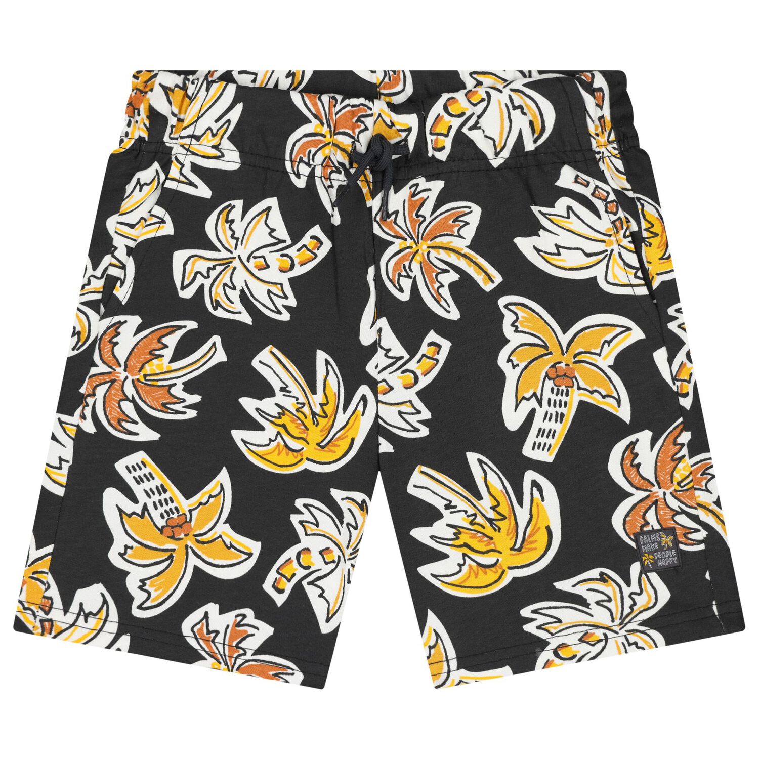 Boys White & Black Palm Tree Shorts Set, 1, hi-res