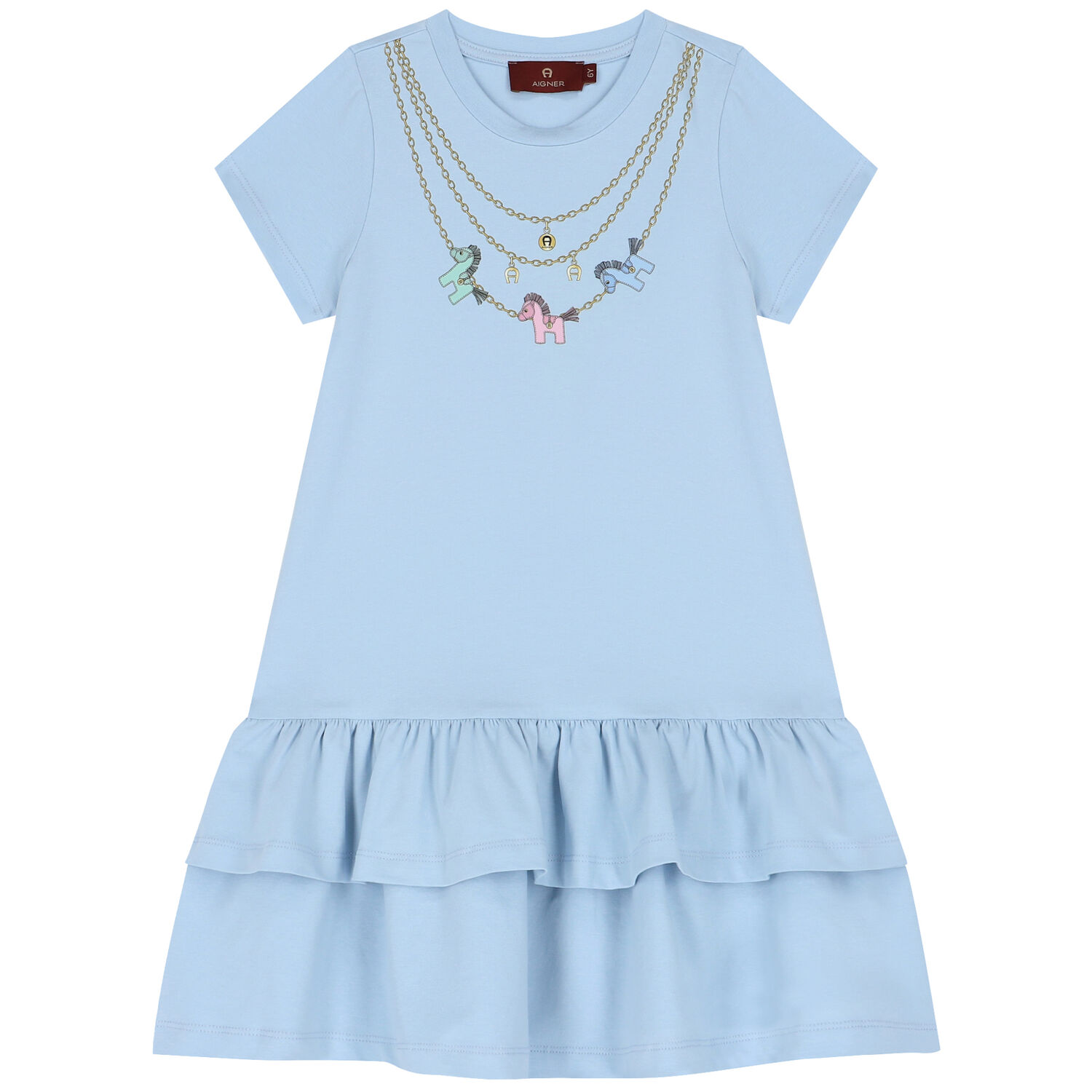 Girls Blue Logo Dress, 1, hi-res