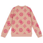 سويتشيرت بنات بالشعار باللون البيج, 2, hi-res