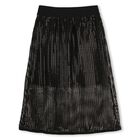 Girls Black Logo Sequin Mesh Midi Skirt, 1, hi-res