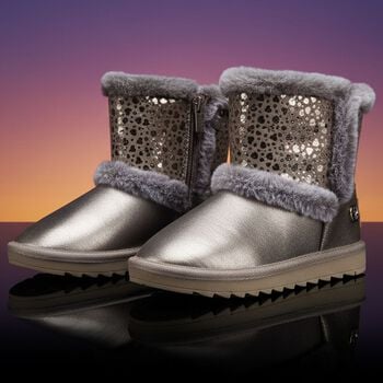 Girls Bronze Faux Leather Boots