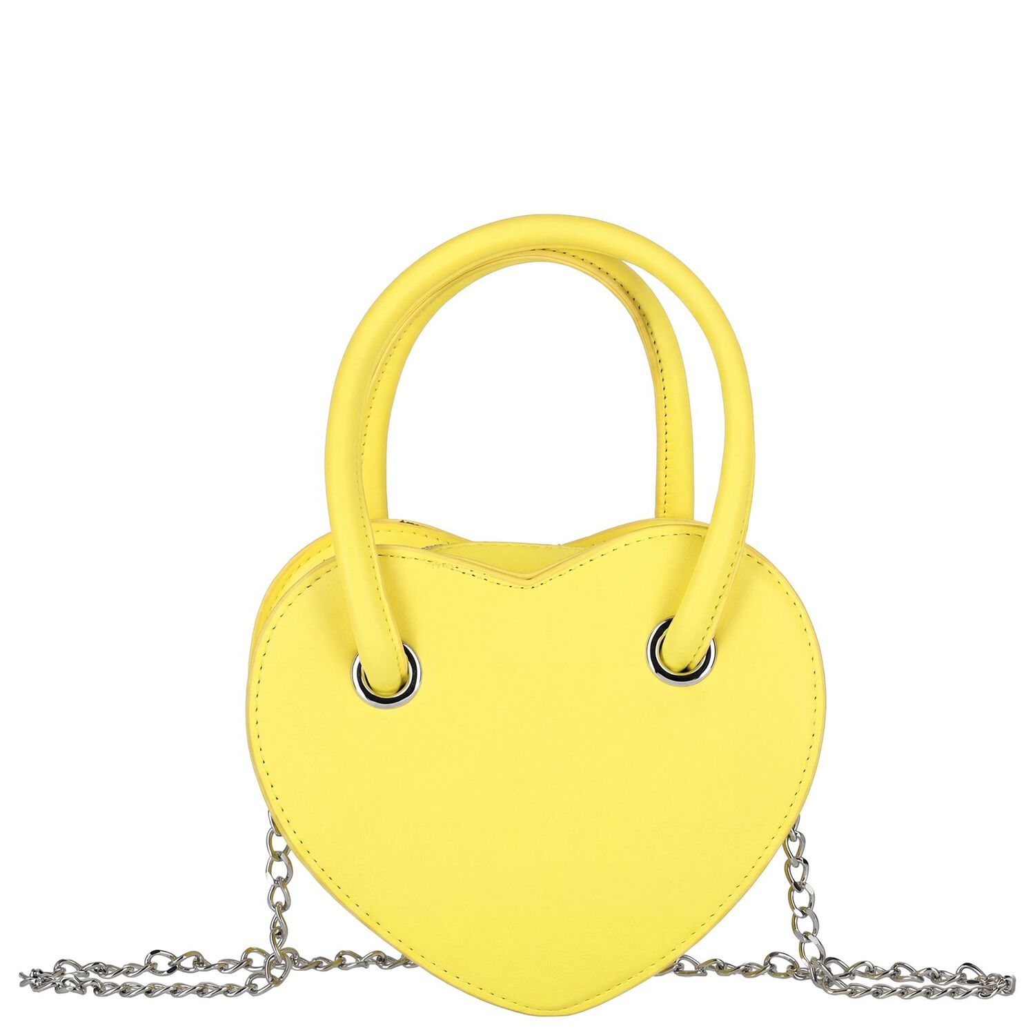 Girls Yellow Leather Heart Handbag, 1, hi-res