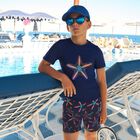 Boys Navy Blue Starfish T-Shirt, 1, hi-res