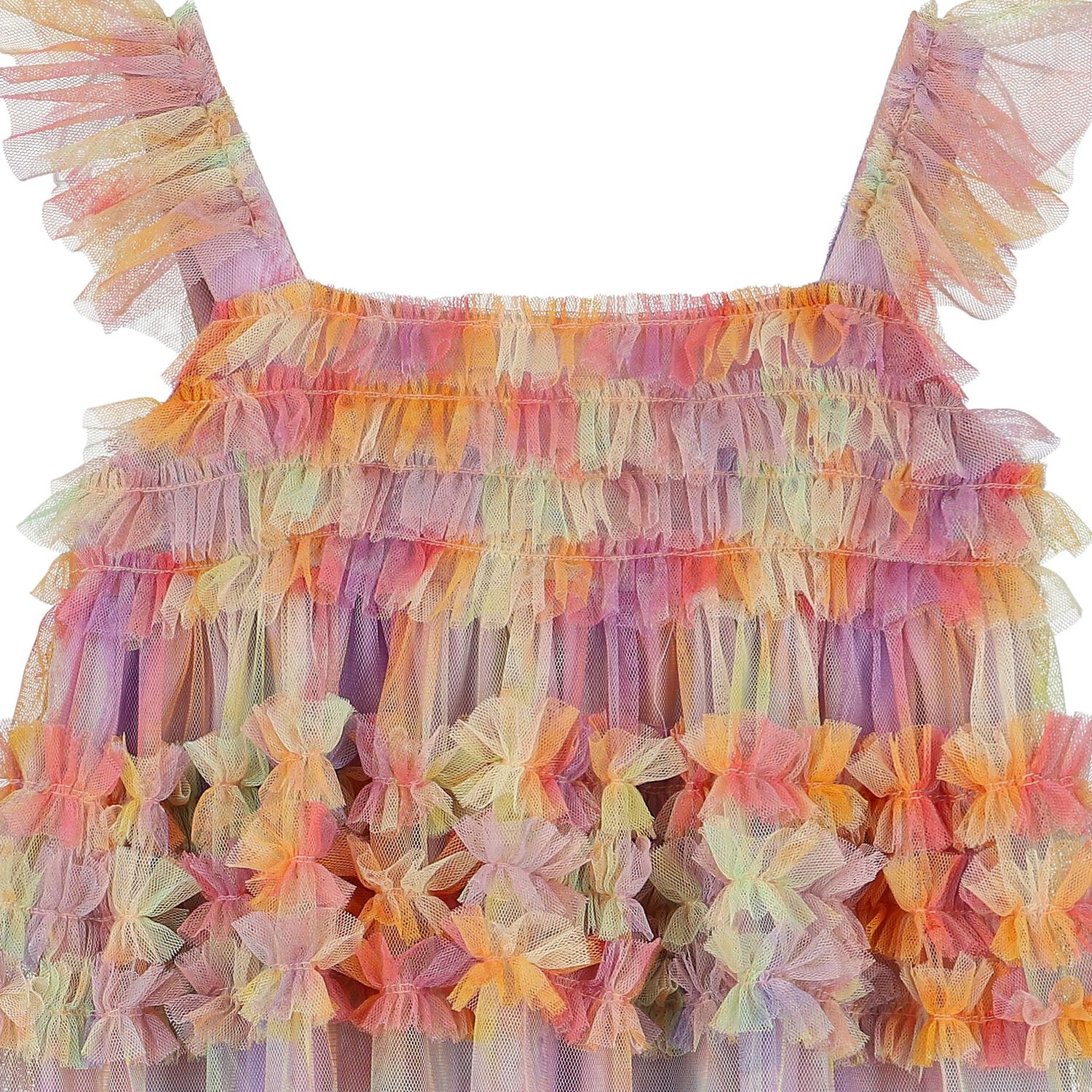 Girls Multi-Coloured Tulle Ruffle Tie-Dye Dress, 1, hi-res image number null