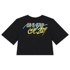 تيشيرت بنات بالشعار باللون الأسود, 2, hi-res