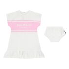 Baby Girls White & Pink Logo Dress Set, 1, hi-res