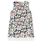 Girls White & Black Floral Canvas Dress, 1, hi-res