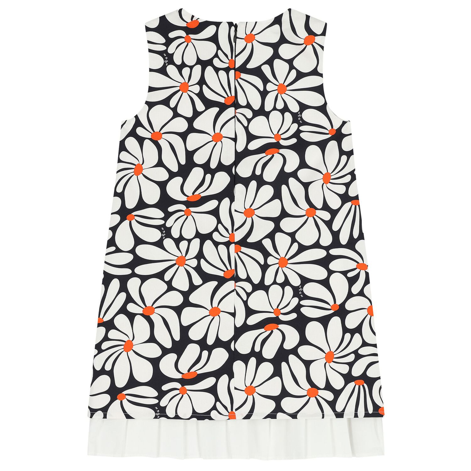 Girls White & Black Floral Canvas Dress, 1, hi-res