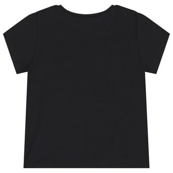 Girls Black Bow T-Shirt
