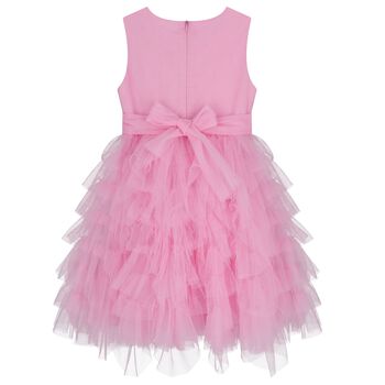 Girls Pink Flower Tulle Dress