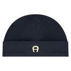 طقم هدايا ملابس أطفال وقبعة ومريلة باللون الكحلي والذهبي للأولاد, 1, hi-res