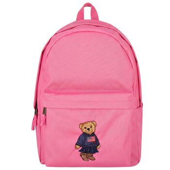 Girls Pink Canvas Polo Bear Backpack ( 44cm )