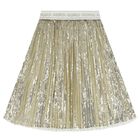Girls Gold Logo Sequin Skirt, 2, hi-res
