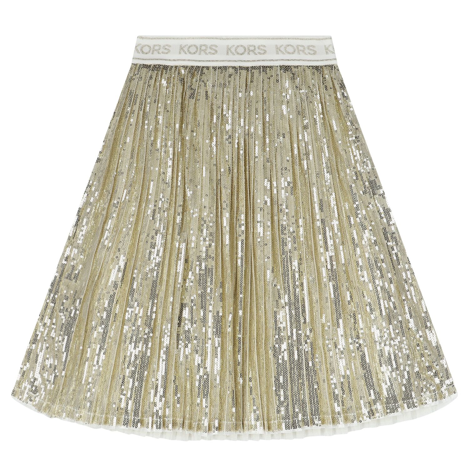 Girls Gold Logo Sequin Skirt, 2, hi-res