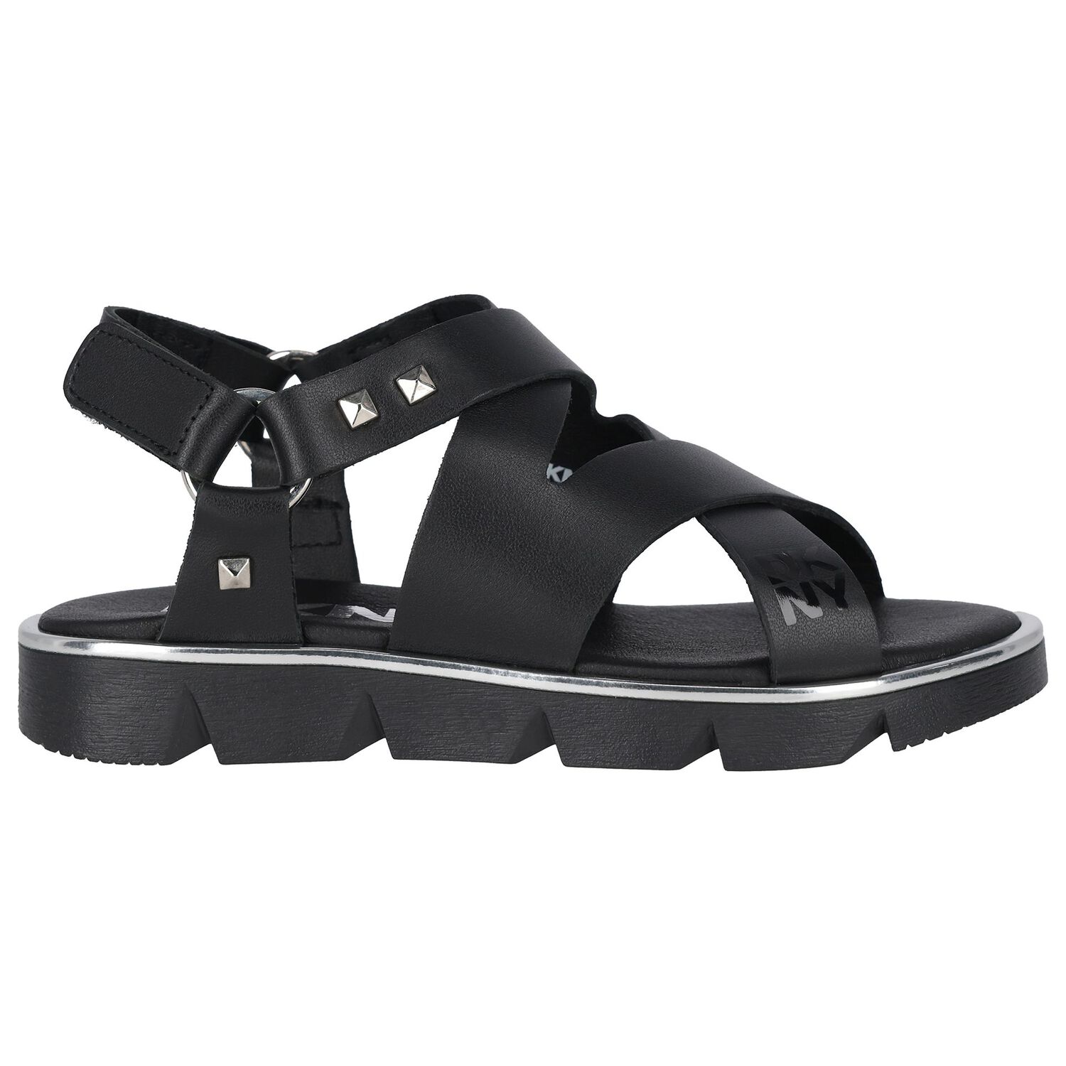 Girls Black Logo Sandals, 1, hi-res image number null