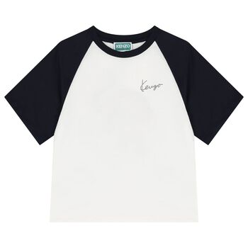 Boys Ivory Tiger Logo T-Shirt