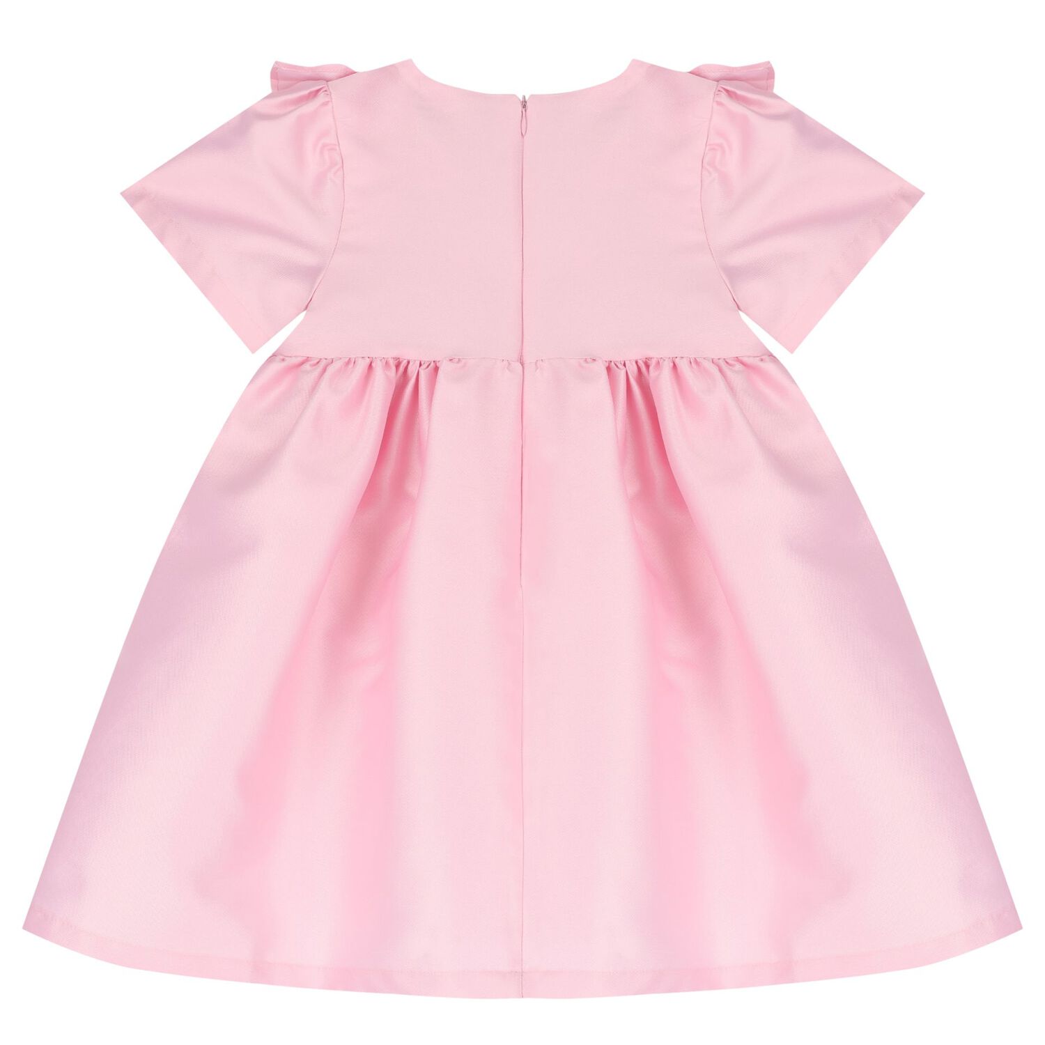 فستان بنات ستان بفيونكة باللون الوردي, 2, hi-res