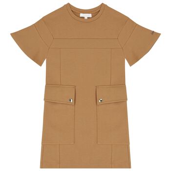 Girls Beige Logo Dress