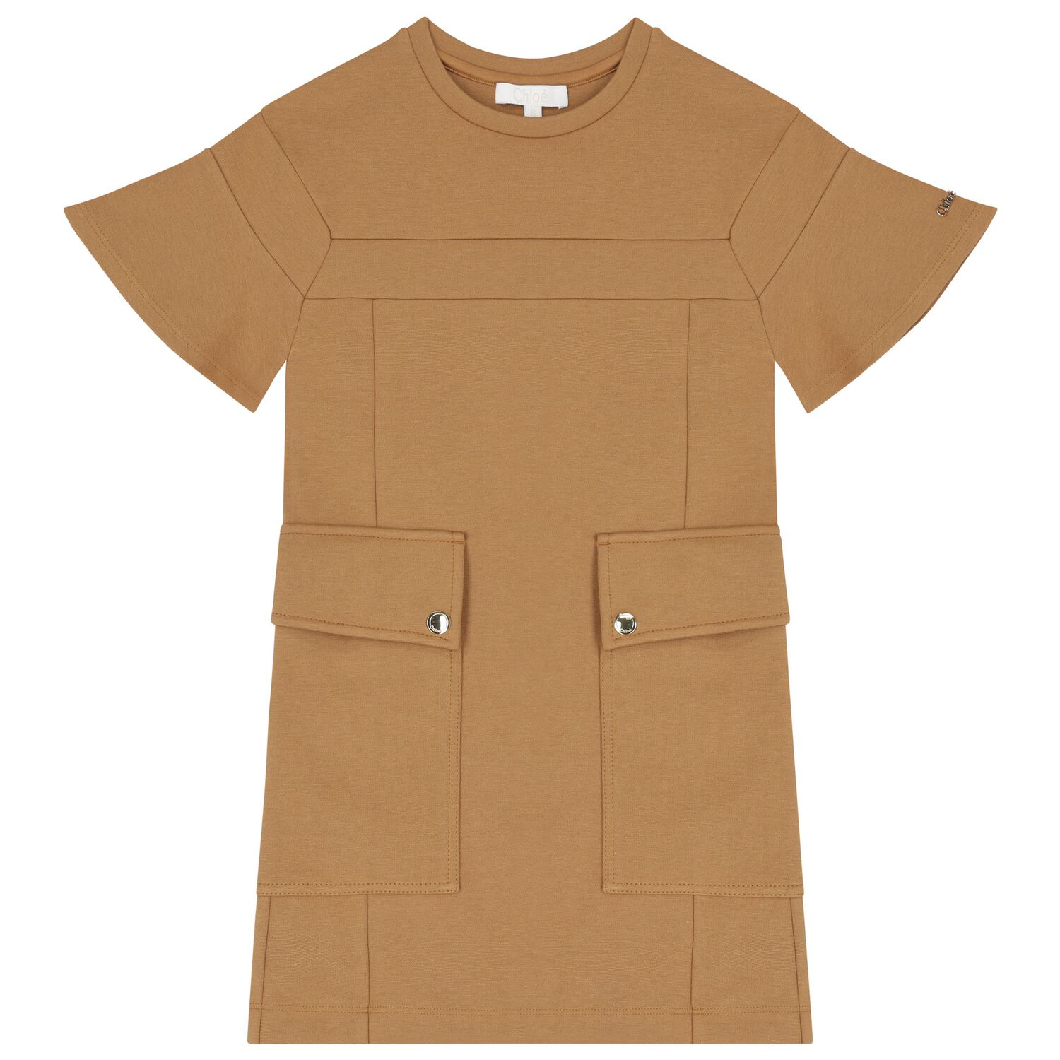 فستان بنات بالشعار باللون البيج, 2, hi-res image number null