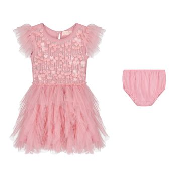 Baby Girls Pink Embellished Tutu Dress Set