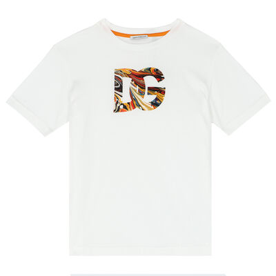 Boys White Marble Logo T-Shirt
