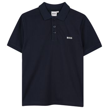 Boys Navy Blue Logo Polo Shirt