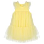 Girls Yellow Ruffled Tulle Dress, 1, hi-res