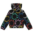 Girls Black Logo Zip Up Top, 1, hi-res