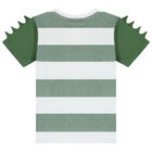 Boys White & Green Chameleon Striped T-Shirt, 1, hi-res