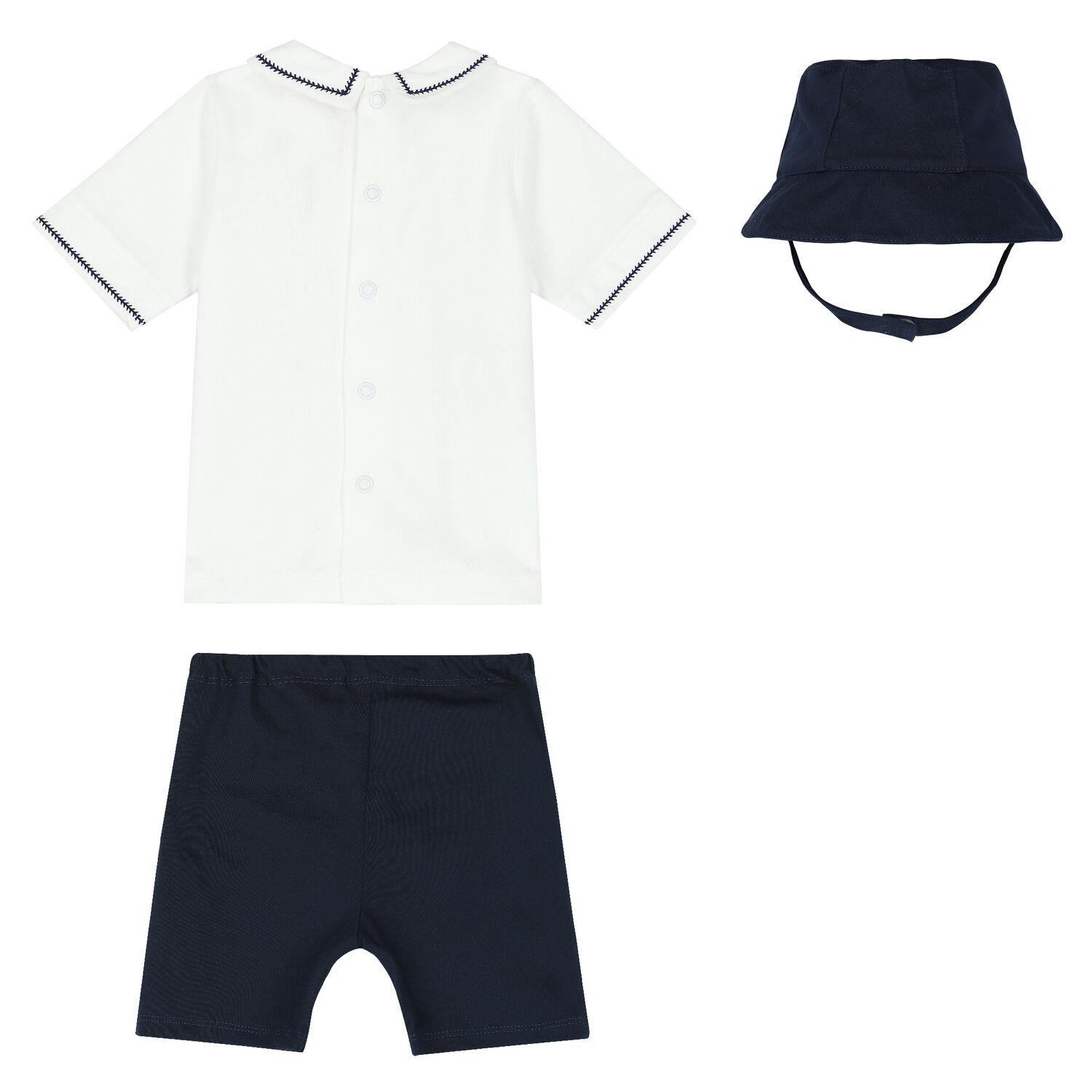 Baby Boys White & Navy Shorts Set, 1, hi-res image number null
