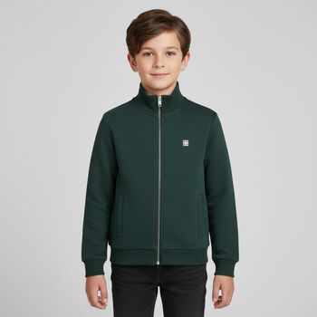 Boys Green Logo Zip Up Top