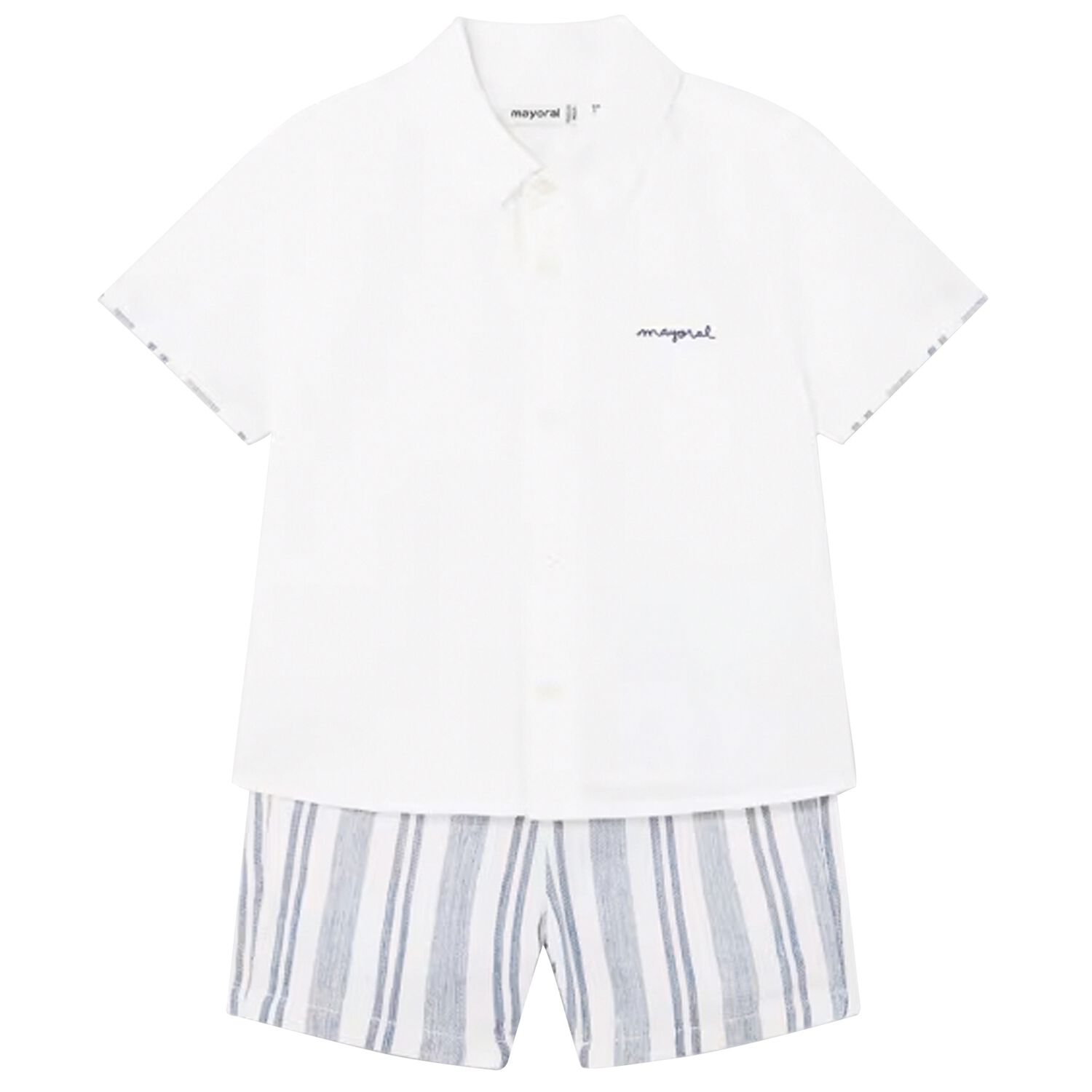 Younger Boys White & Blue Shorts Set, 1, hi-res image number null