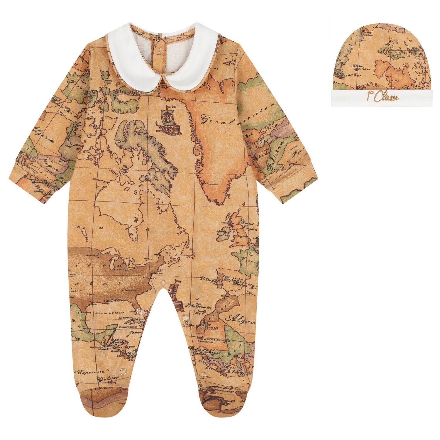 Ivory & Beige Geo Map Babygrow Gift Set, 2, hi-res