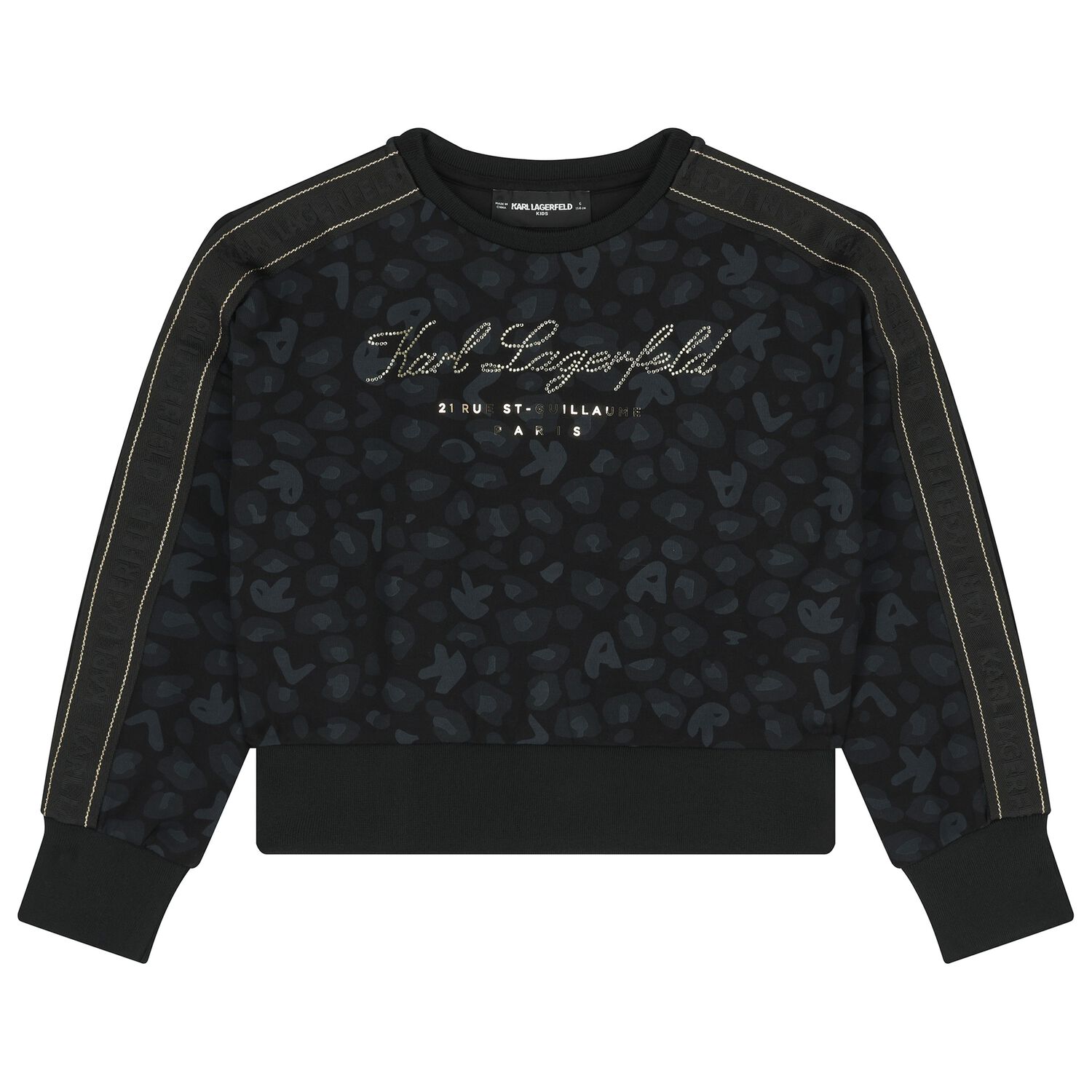 Girls Black Logo Sweatshirt, 1, hi-res