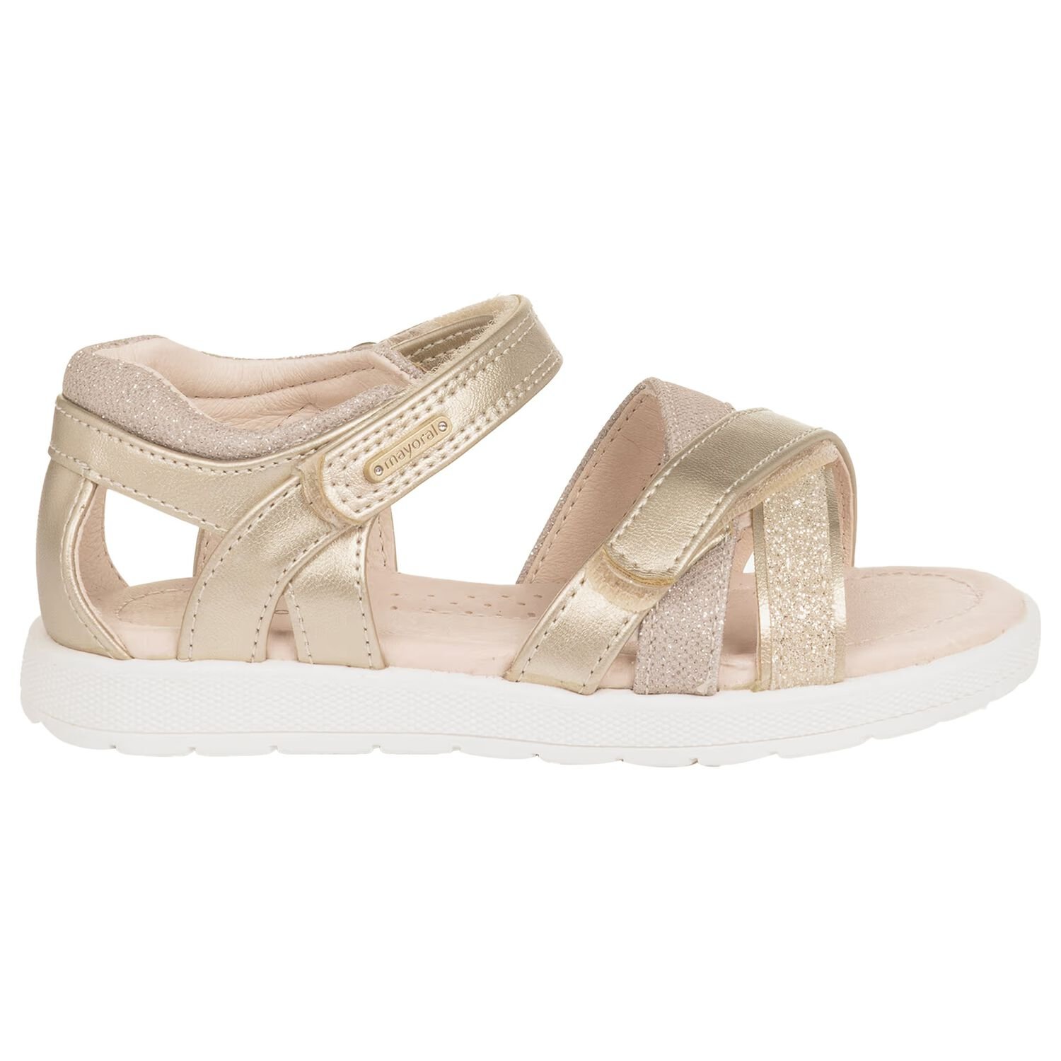 صندل للفتيات الصغيرات باللون الذهبي , 1, hi-res