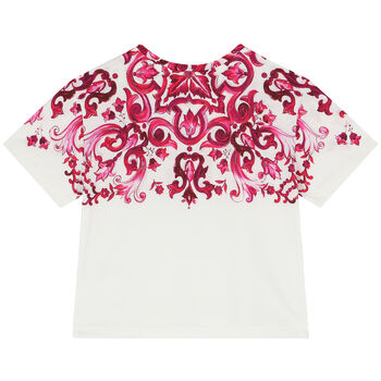 Girls Ivory & Pink Majolica T-Shirt