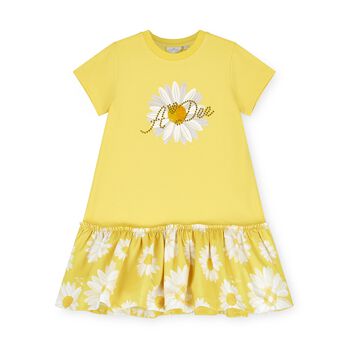 Girls Yellow Daisy Cotton Dress