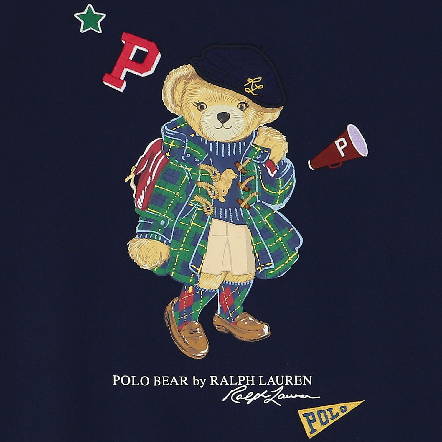 Girls Navy Blue Polo Bear Sweatshirt, 1, hi-res