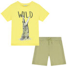 Boys Yellow & Green Crocodile Shorts Set, 2, hi-res