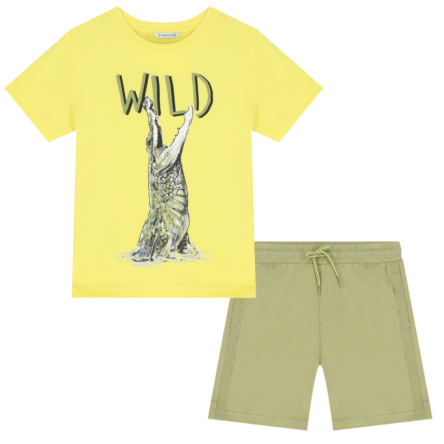 Boys Yellow & Green Crocodile Shorts Set, 2, hi-res