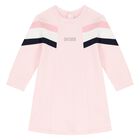 فستان بنات بالشعار باللون الوردي, 1, hi-res