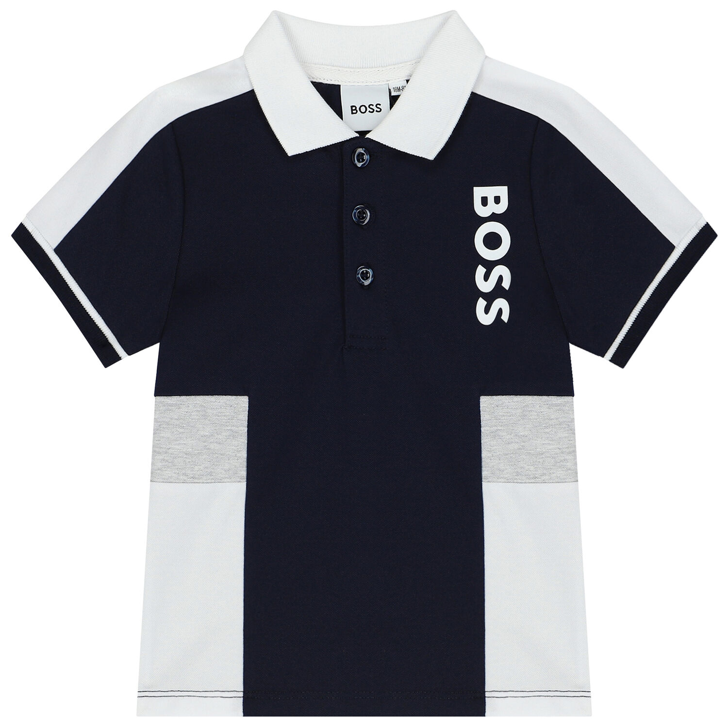 Younger Boys Navy Blue & White Logo Polo Shirt, 1, hi-res image number null